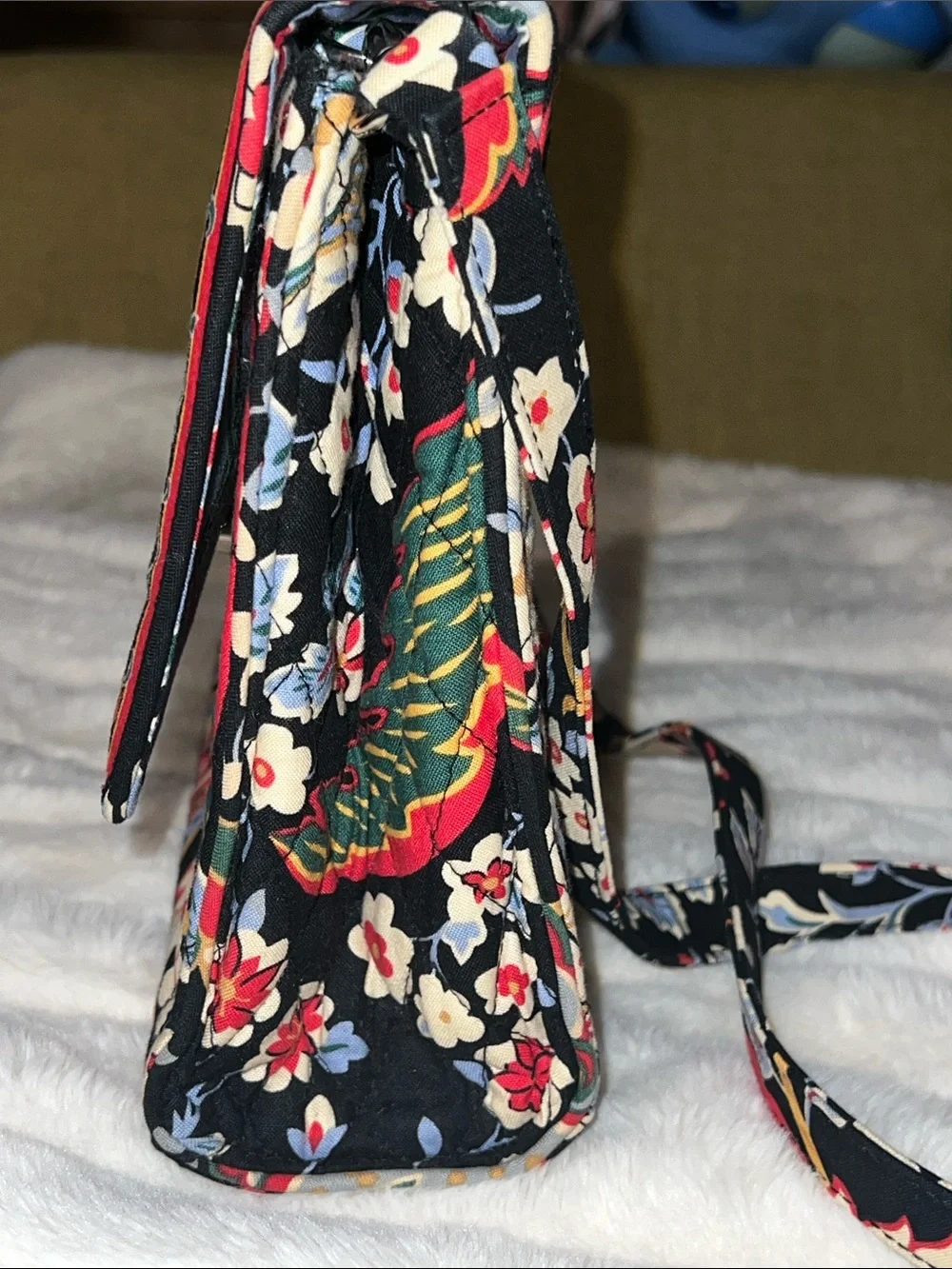 Vera Bradley Black Floral Paisley Quilted Crossbody